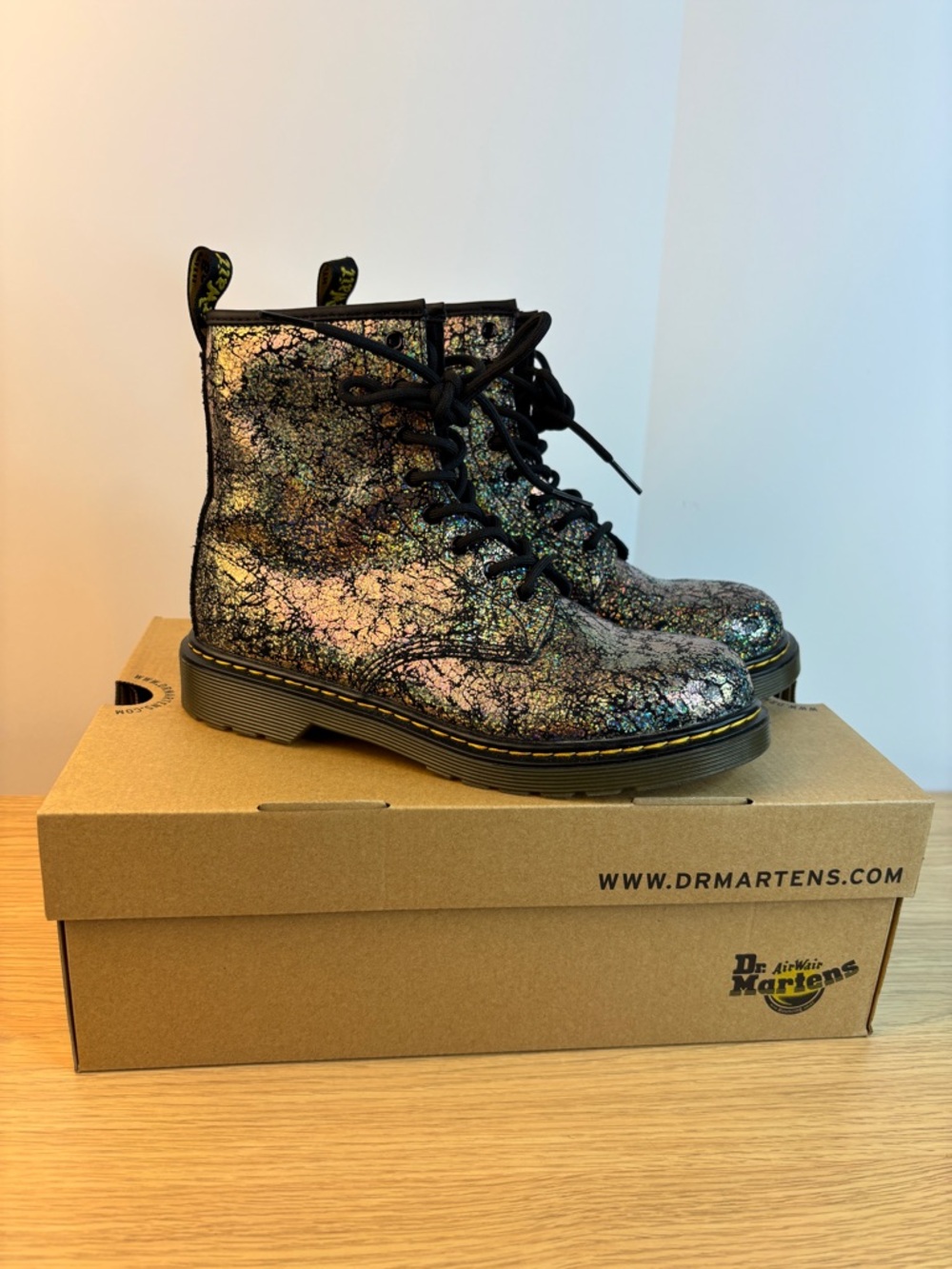 Dr. Martens 1460 Disco Crinkle Lace Up Boots Woman’s 6 NEW!!